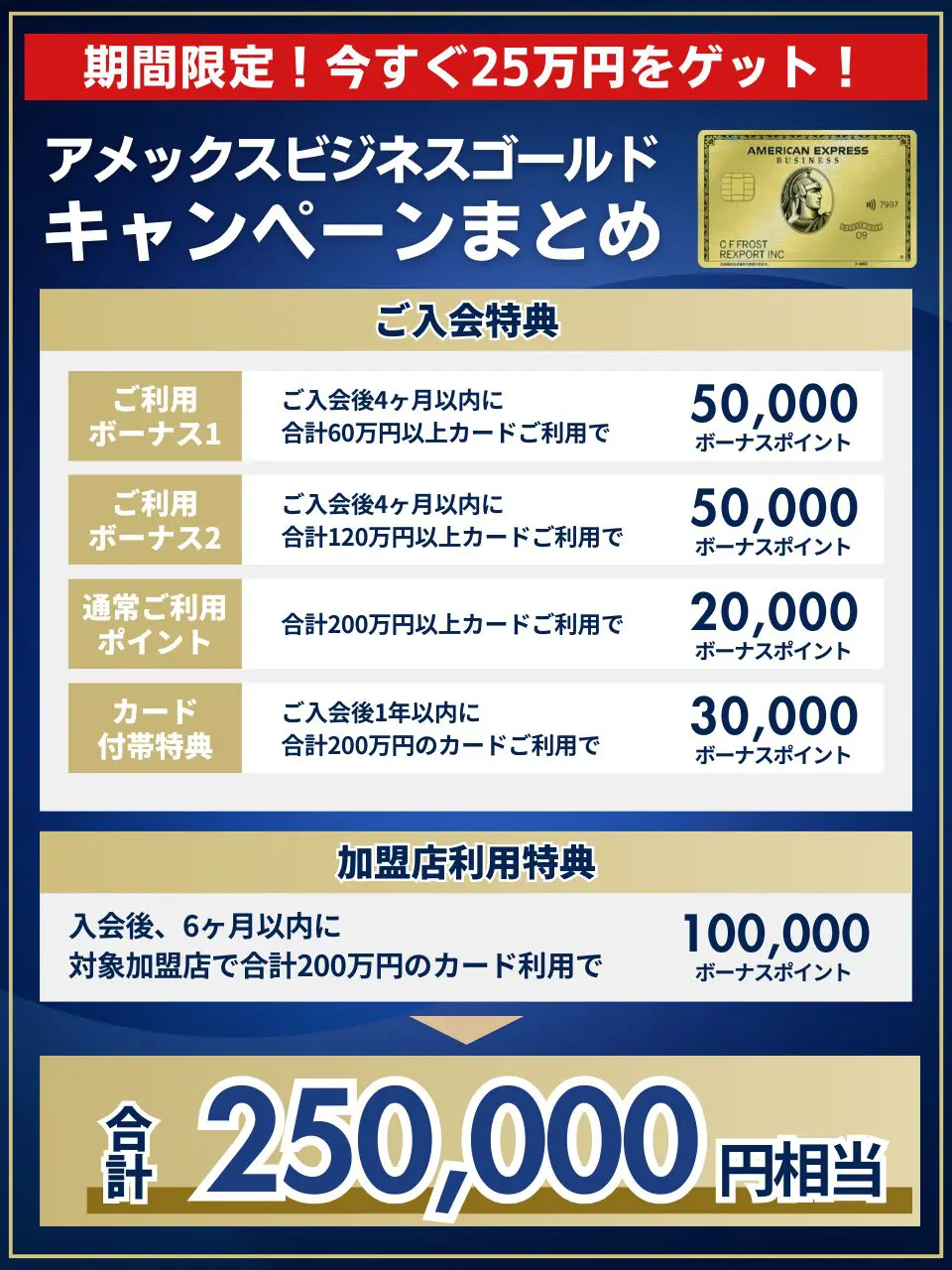 プロが教える！25万円もらえるアメックスビジネスゴールドカード入会キャンペーン攻略法【2024年11月は過去最高】